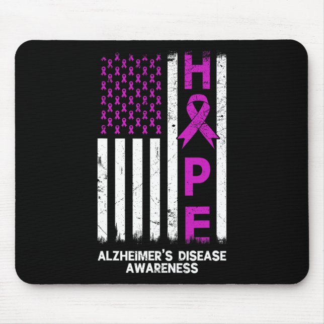 Purple Alzheimer Disease Awareness American Flag M Mouse Mat (Front)