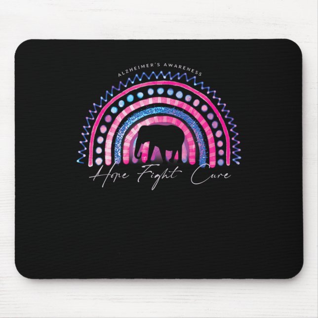 Purple Alzheimer End Awareness Rainbow Elephan Mouse Mat (Front)