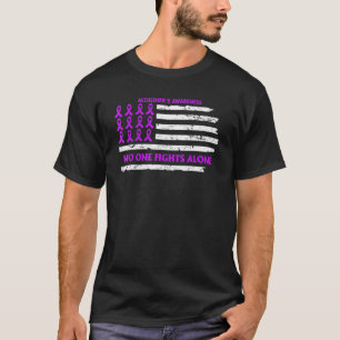 purple Alzheimers awareness US flag warrior T-Shirt