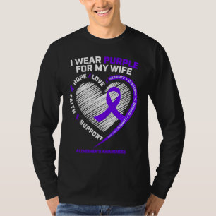 Purple Alzheimers Awareness Wife Men Women Husban T-Shirt