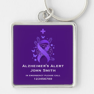 Purple Alzheimer's Disease Alert Key Ring