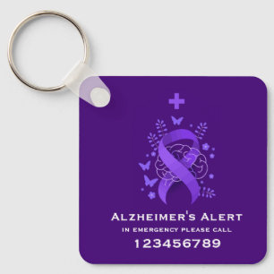 Purple Alzheimer's Disease Alert Key Ring