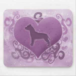 Purple American Pit Bull Terrier Valentine Mouse Mat