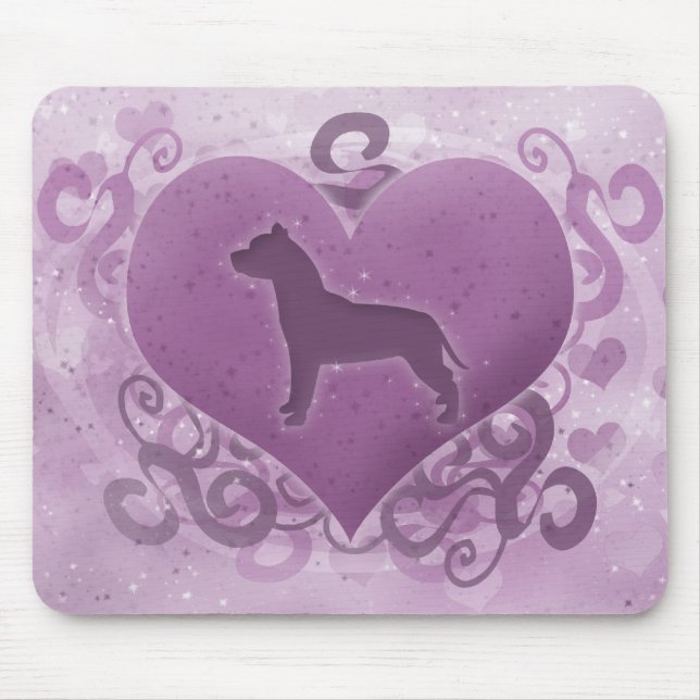 Purple American Pit Bull Terrier Valentine Mouse Mat (Front)