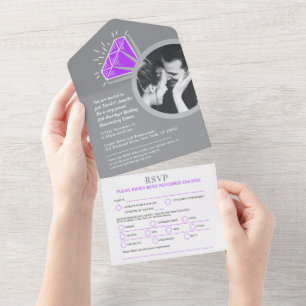 Purple amethyst 6th wedding anniversary dinner all in one invitation