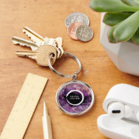 Purple amethyst add own logo professional keychain
