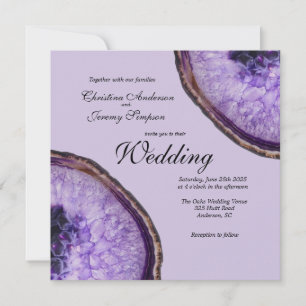 Purple Amethyst Agate Wedding Invitation