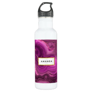 Purple Amethyst And Gold Abstract Agate 710 Ml Water Bottle