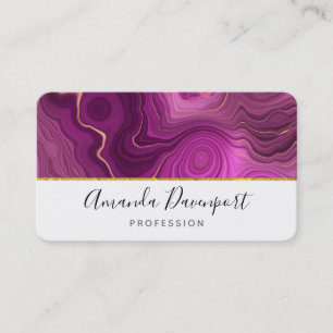Purple Amethyst And Gold Abstract Agate Business Card