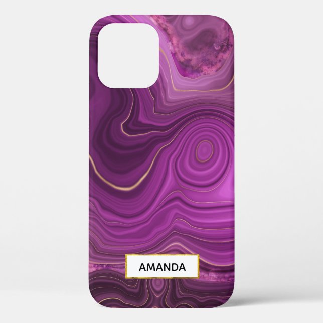 Purple Amethyst And Gold Abstract Agate Case-Mate iPhone Case (Back)