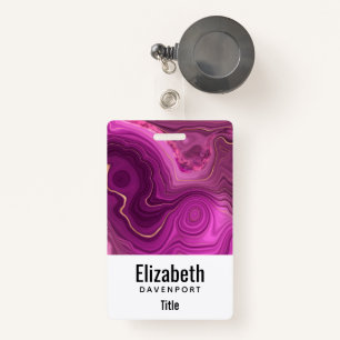 Purple Amethyst And Gold Abstract Agate ID Badge