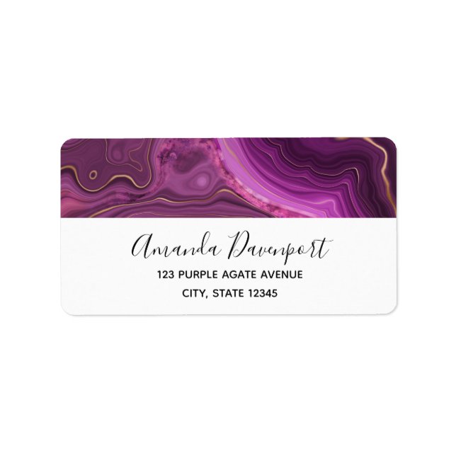 Purple Amethyst And Gold Abstract Agate Label (Front)