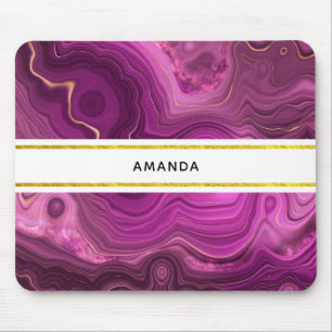 Purple Amethyst And Gold Abstract Agate Mouse Mat