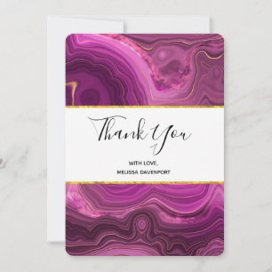 Purple Amethyst And Gold Abstract Agate  Thank You Card