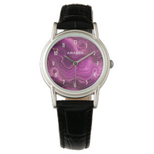Purple Amethyst And Gold Abstract Agate Watch