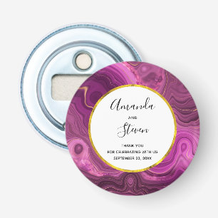 Purple Amethyst And Gold Abstract Agate Wedding Bottle Opener
