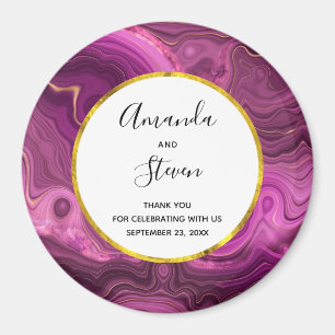 Purple Amethyst And Gold Agate Wedding Thank You Magnet