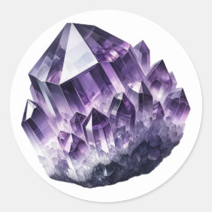 Purple Amethyst Calming Crystal Metaphysical Classic Round Sticker