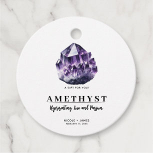 Purple Amethyst Calming Quartz Crystal Wedding Favour Tags