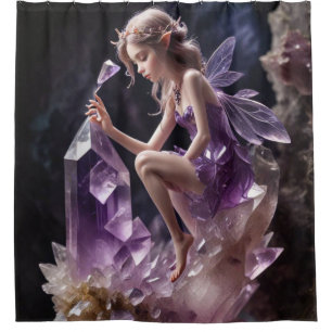 Purple  Amethyst Crystal Fantasy Shower Curtains