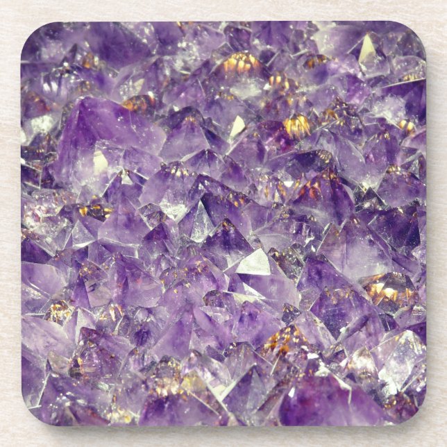 Purple amethyst crystal gem stone look coaster (Front)