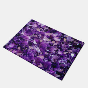 Purple Amethyst Crystal Gemstone Doormat Rug