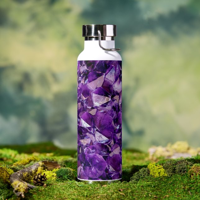 Purple Amethyst Crystal Geode Gems Water Bottle (Outdoor)