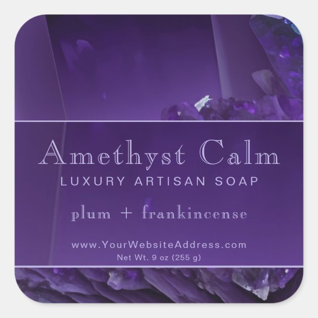 Purple Amethyst Crystal Luxury Product Label (Front)