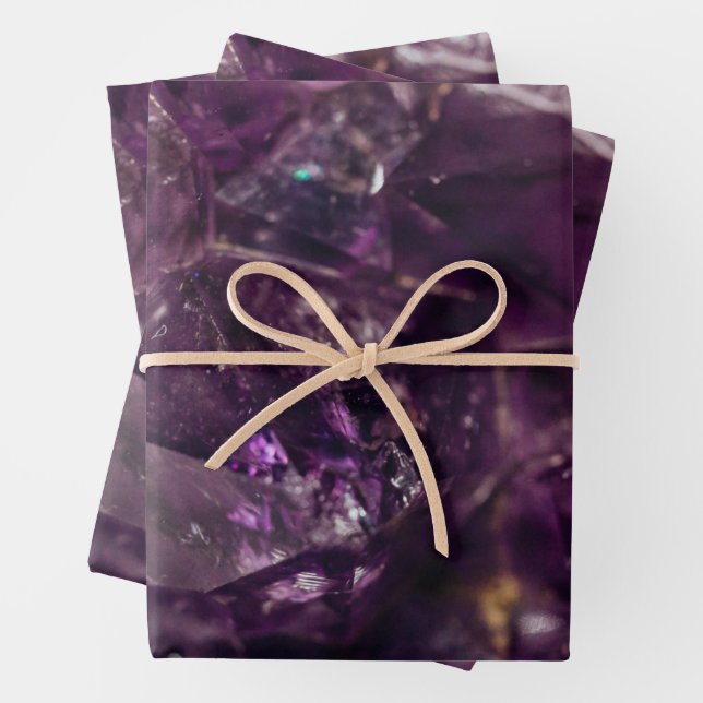 Purple Amethyst Crystal Quartz Energy Pattern Wrapping Paper Sheet (In situ)