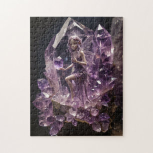Purple Amethyst Crystals Magical Fairy Jigsaw Puzzle
