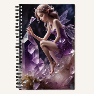 Purple Amethyst Crystals Magical Fairy Notebook