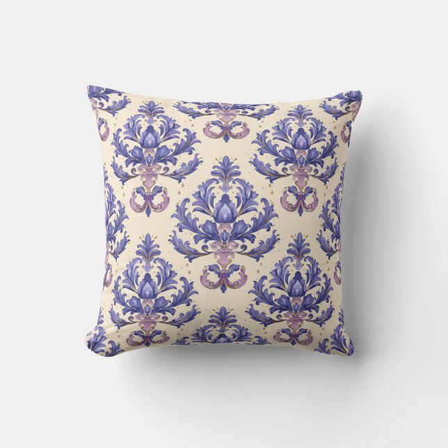 Purple Amethyst Damask Princesscore Cushion (Front)