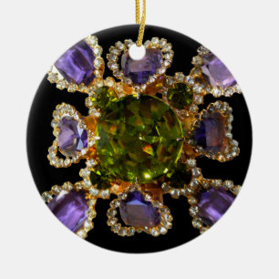 Purple Amethyst Diamonds Emeralds jewellery  Ceramic Tree Decoration