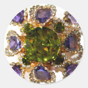 Purple Amethyst Diamonds Emeralds jewellery  Classic Round Sticker