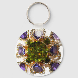Purple Amethyst Diamonds Emeralds jewellery  Key Ring