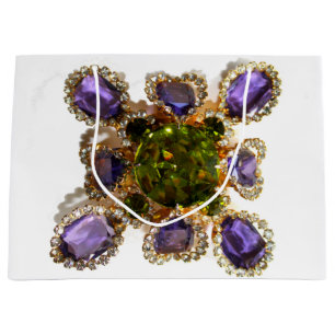 Purple Amethyst Diamonds Emeralds jewellery  Large Gift Bag