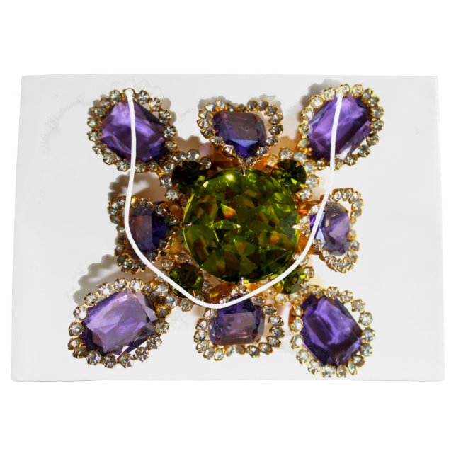 Purple Amethyst Diamonds Emeralds jewellery  Large Gift Bag (Front)