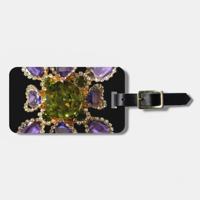 Purple Amethyst Diamonds Emeralds jewellery  Luggage Tag (Front Horizontal)