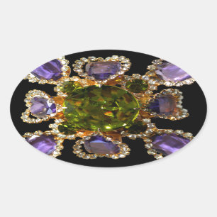 Purple Amethyst Diamonds Emeralds jewellery  Oval Sticker