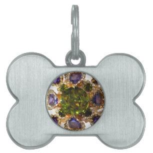 Purple Amethyst Diamonds Emeralds jewellery  Pet Name Tag