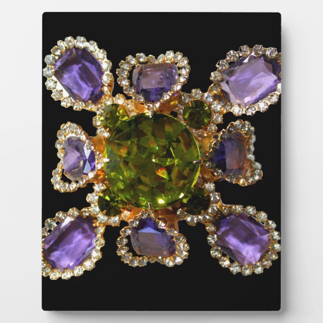 Purple Amethyst Diamonds Emeralds jewellery  Plaque (Front)