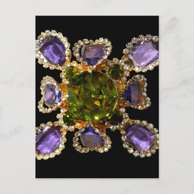 Purple Amethyst Diamonds Emeralds jewellery  Postcard (Front)