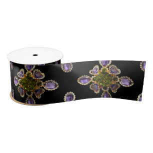Purple Amethyst Diamonds Emeralds jewellery  Satin Ribbon