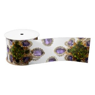 Purple Amethyst Diamonds Emeralds jewellery  Satin Ribbon