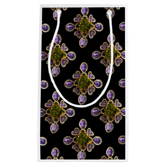 Purple Amethyst Diamonds Emeralds jewellery  Small Gift Bag (Front)
