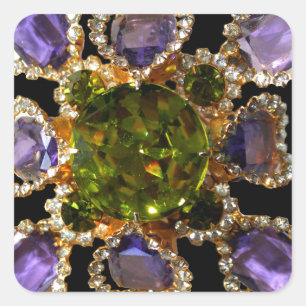 Purple Amethyst Diamonds Emeralds jewellery  Square Sticker
