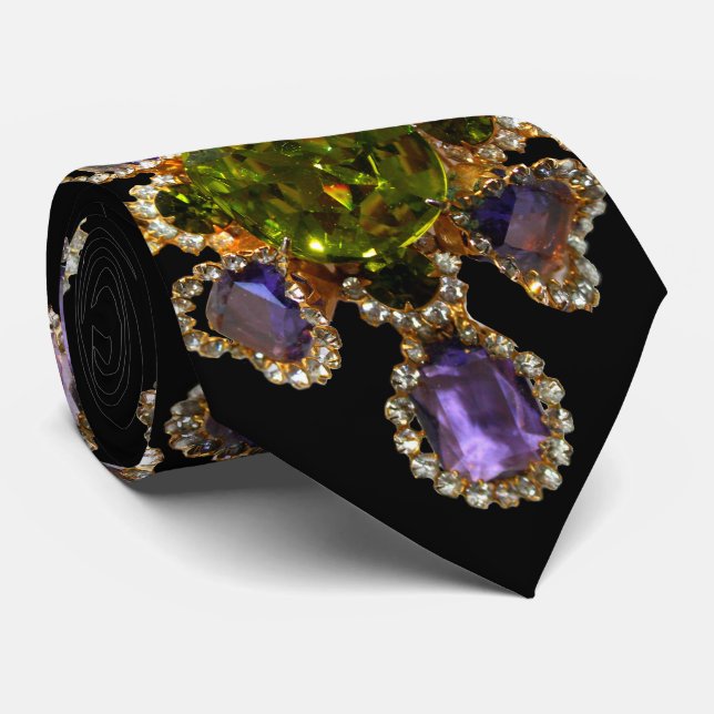 Purple Amethyst Diamonds Emeralds jewellery  Tie (Rolled)