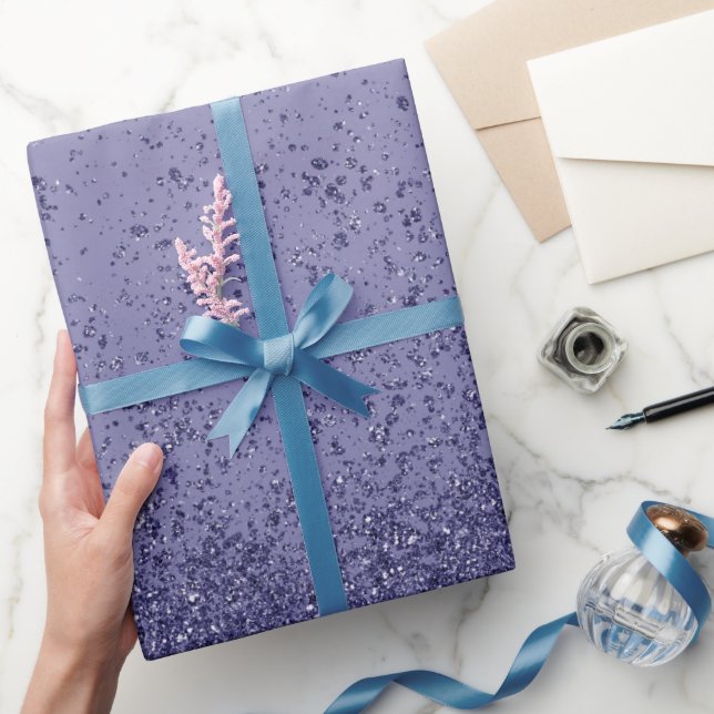 Purple Amethyst Faux Glitter  Wrapping Paper (Gifting)