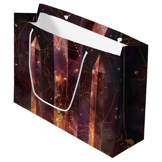 Purple Amethyst Galaxy Fantasy Pattern Large Gift Bag (Front Angled)