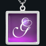 Purple Amethyst Gem  Monogram Silver Plated Necklace<br><div class="desc">Elegant and unique design  with gemstone. Very accurated nurbs modelling and rendering in 3D Studio Max by Bulgan Lumini .Part from series Hyper Talismans.</div>
